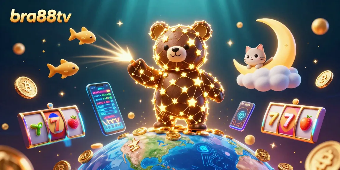Engage with bra88tv's vibrant casino world showcasing characters and cryptocurrencies.
