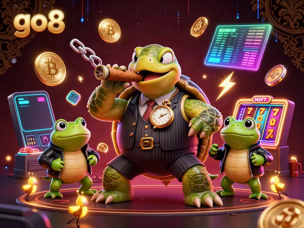 Experience vibrant go8 casino excitement with a bold turtle mobster and frog enforcers.