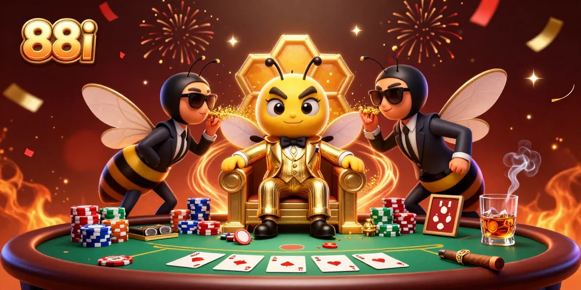 Engage with thrilling poker action at 88i with the bumblebee mob boss in a vibrant casino scene.