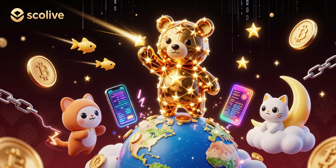 Socolive showcases an engaging experience with a cosmic bear grabbing winning coins in a vibrant gambling scene.
