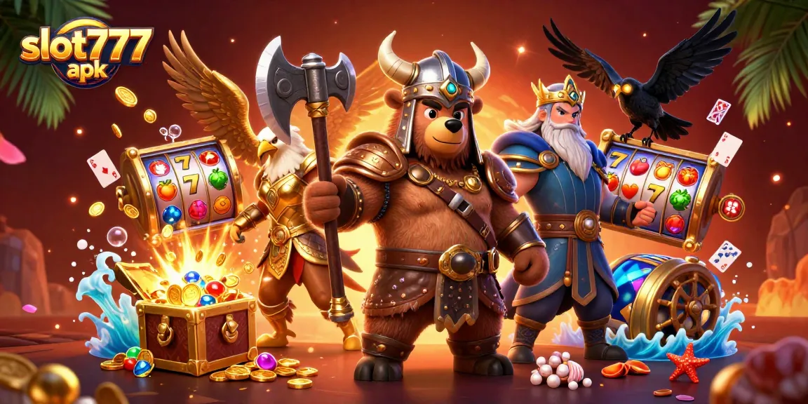 Experience the excitement of slot777 apk with a dynamic casino scene of classic characters and vibrant slot elements.