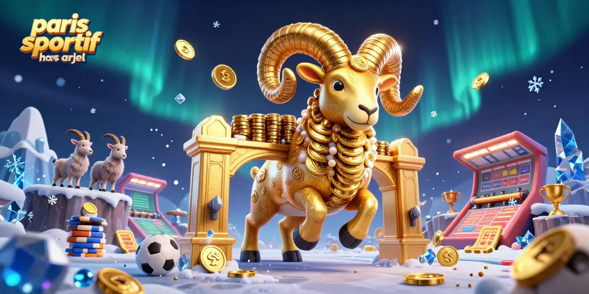 Plongez dans l'univers du paris sportif hors arjel avec un bélier doré en pleine action, entouré d'éléments de jeu.