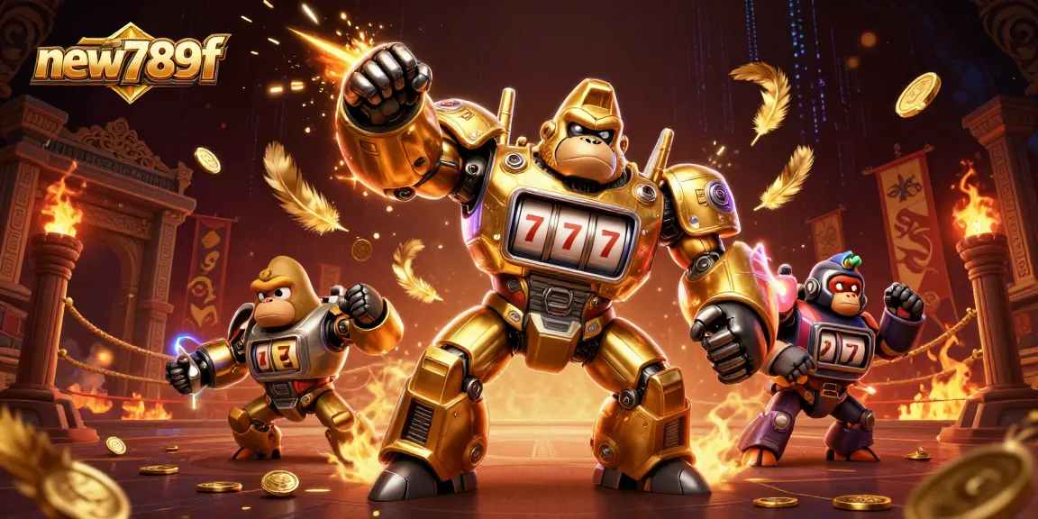 Engage with new789f's thrilling 3D casino adventure featuring a golden gorilla mech and explosive action.