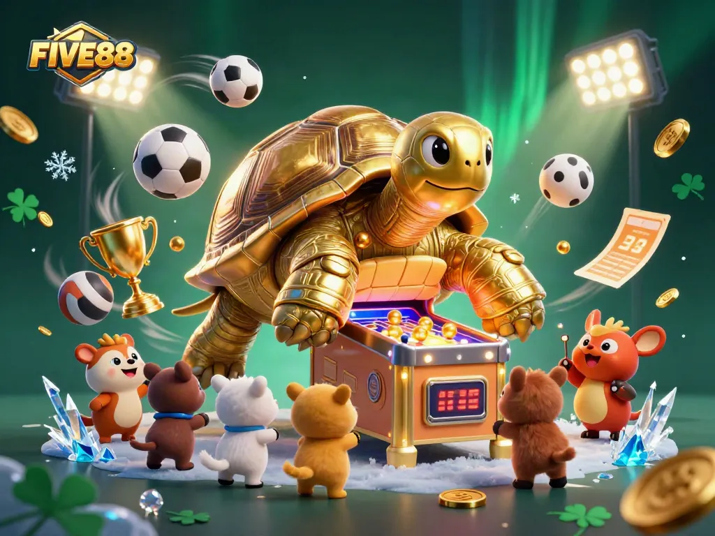Engage with the thrilling FIVE88 casino experience through this vibrant sports-themed illustration.