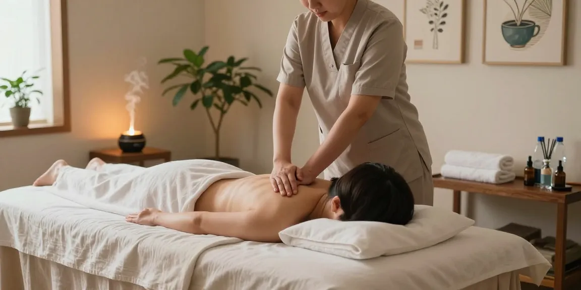 Relaxing massage therapy room featuring 김포출장마사지 services with calming elements