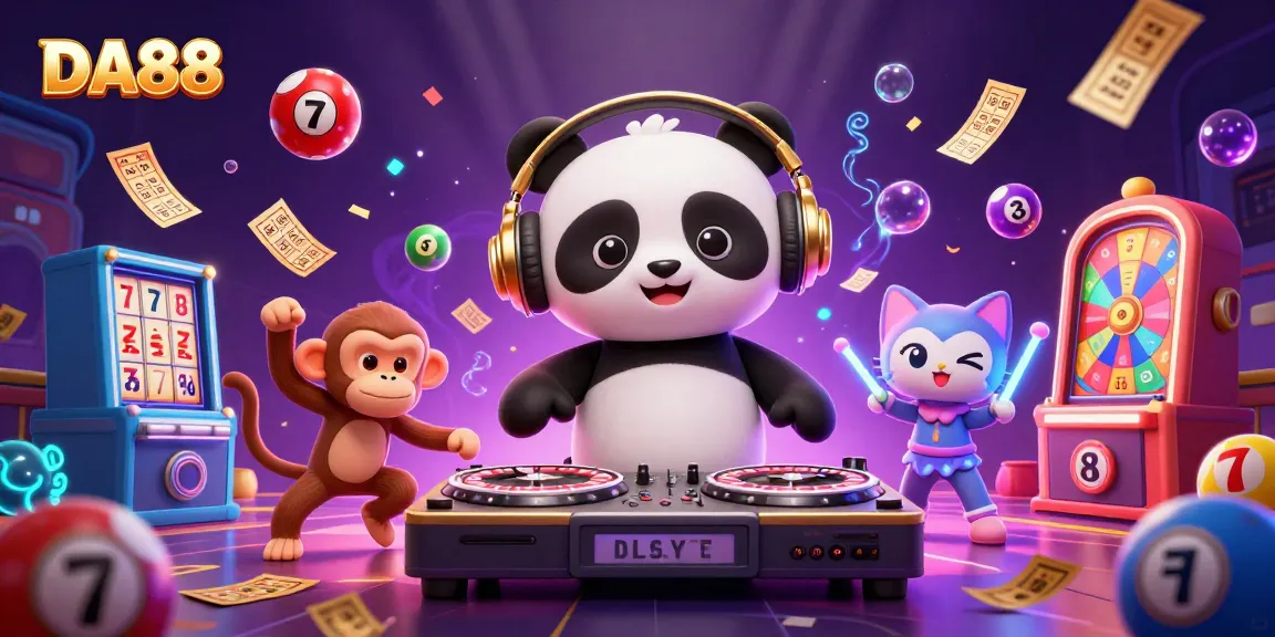 Experience DA88 in this vibrant, animated casino scene with lively characters and dynamic game elements.
