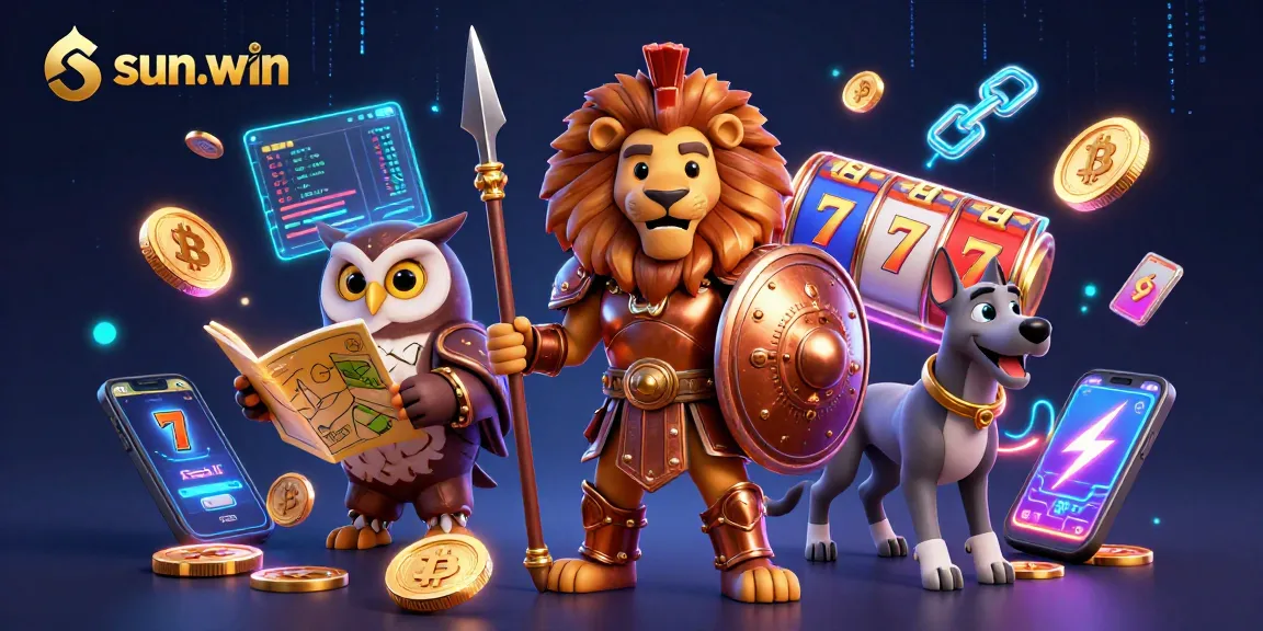 Experience thrilling gameplay with sun-win, featuring a Spartan lion and casino elements in an exciting 3D scene.