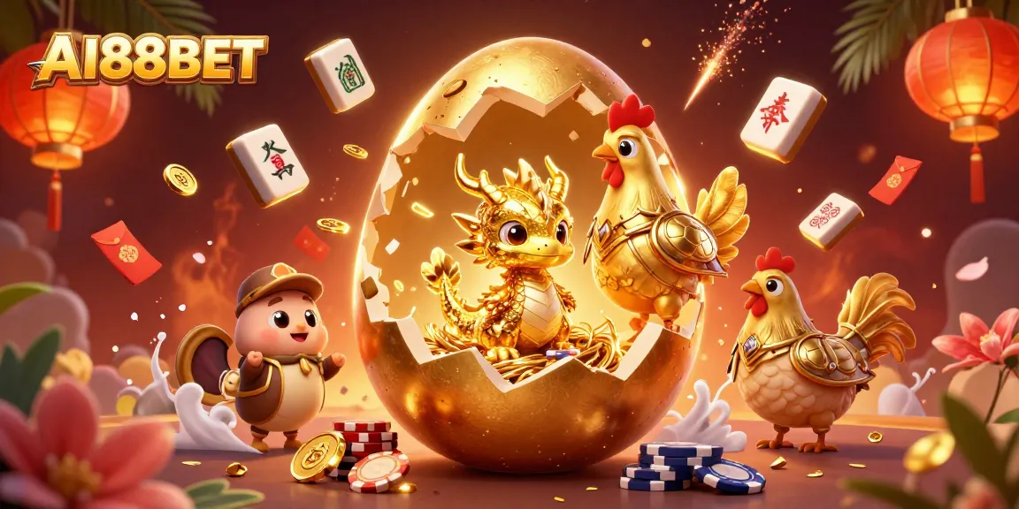 Place bets at AI88BET while enjoying a vibrant casino scene filled with golden treasures.