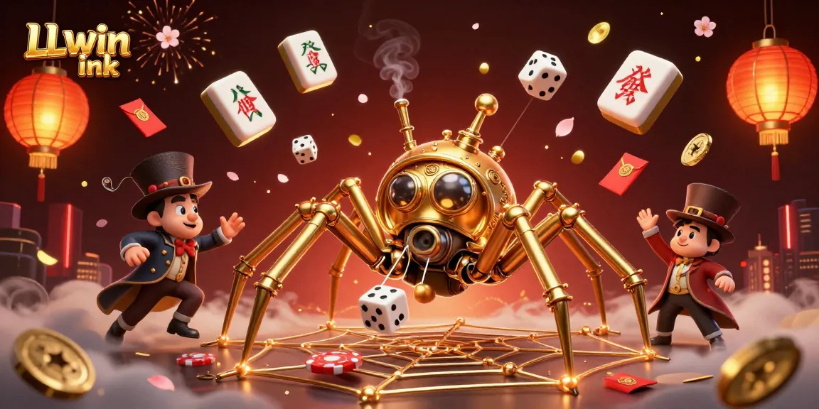 Experience thrilling luck at LLwin ink with vibrant casino elements and whimsical characters in action.