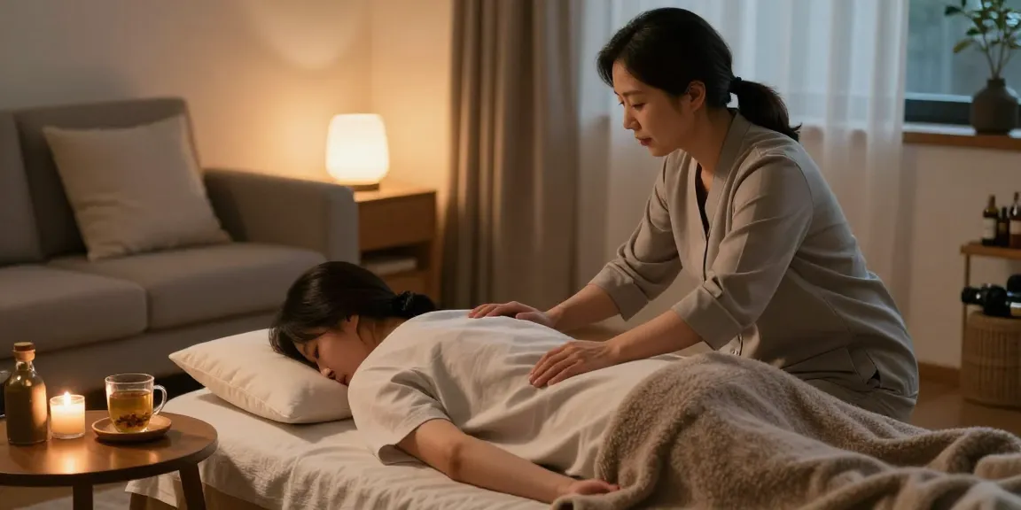 Experience a relaxing 강남출장마사지 in a tranquil home setting with a soothing atmosphere.
